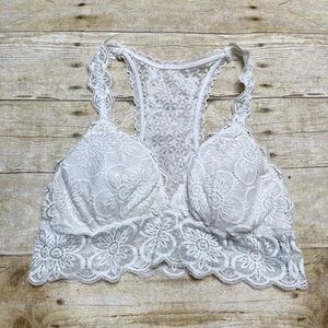Aerie Off White Lace Bralette Racer Back